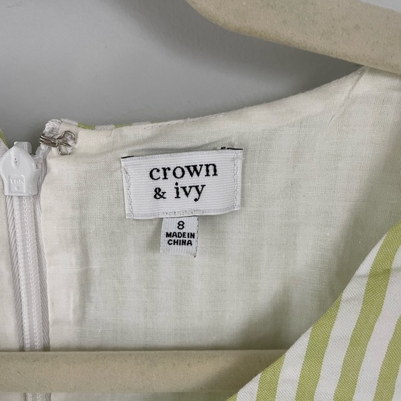 Crown & Ivy, size 8, green and white stripe seersucker mini knee length dress - Picture 3 of 8